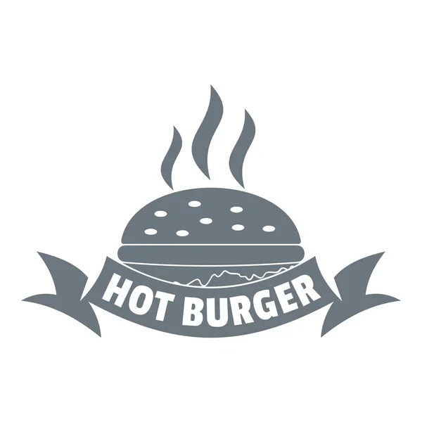 Hot-Burger-Logo, schlichter grauer Stil — Stockvektor