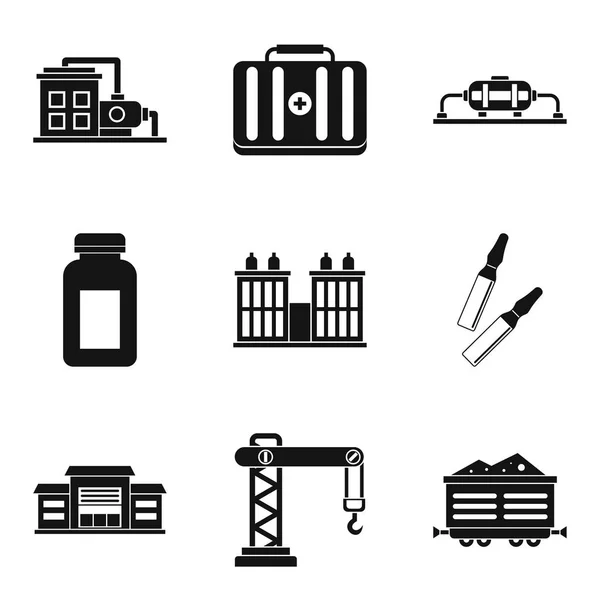 Processing factory icons set, simple style — Stock Vector