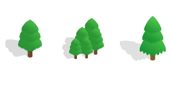 Conjunto de ícones de árvore de abeto, estilo isométrico — Vetor de Stock