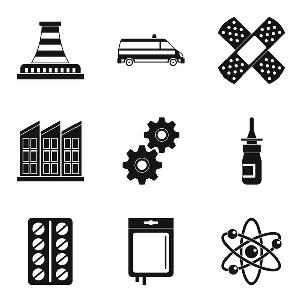 Conjunto de ícones de fábrica química, estilo simples —  Vetores de Stock
