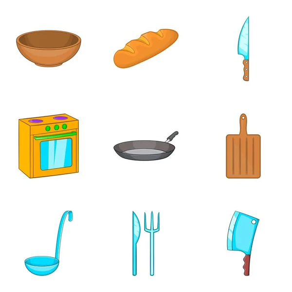 Cook room icons set, cartoon style — Stock Vector