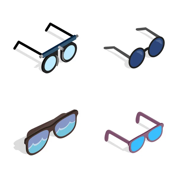 Conjunto de ícones de óculos, estilo isométrico — Vetor de Stock