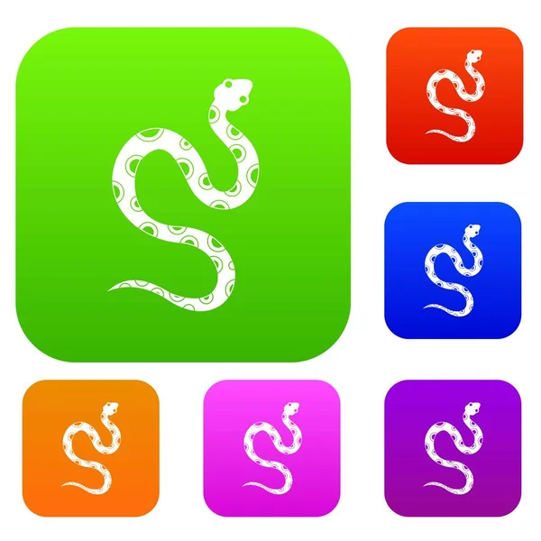 Venomous snake set color collection — Stock Vector