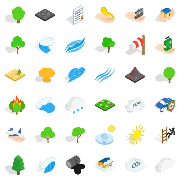 Fog icons set, isometric style — Stock Vector