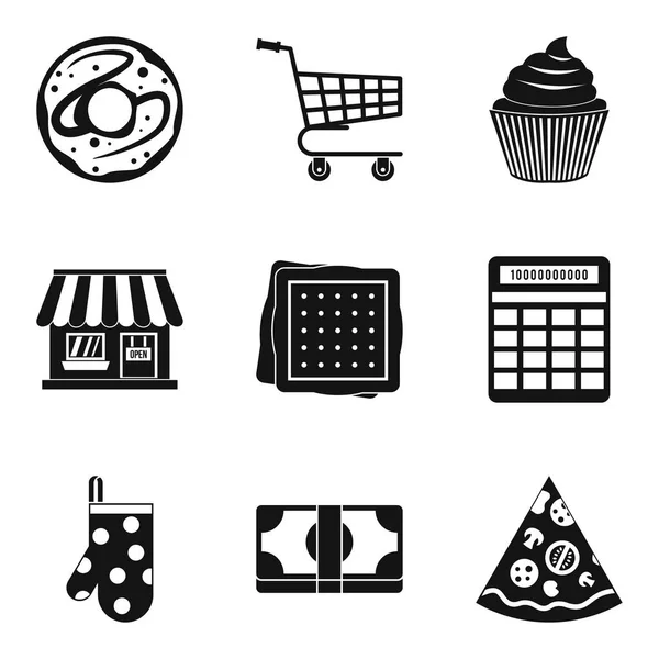 Panadería conjunto de iconos de negocios, estilo simple — Vector de stock