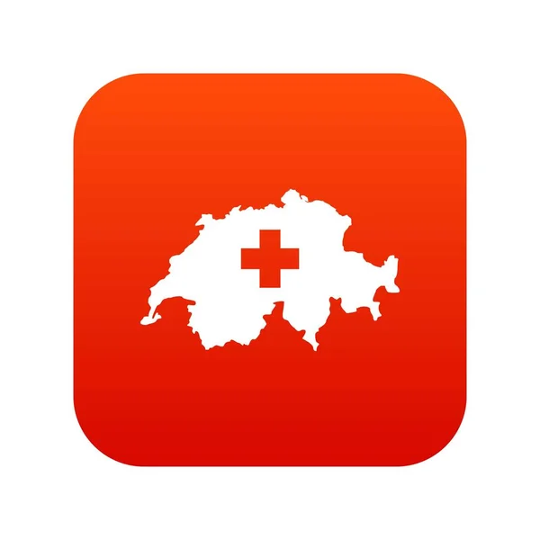 Switzerland map icon digital red — Stock Vector