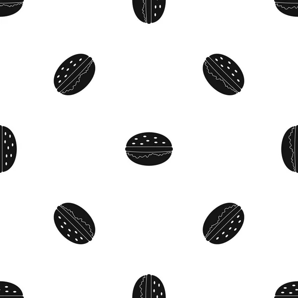 Burger pattern seamless black — Stock Vector