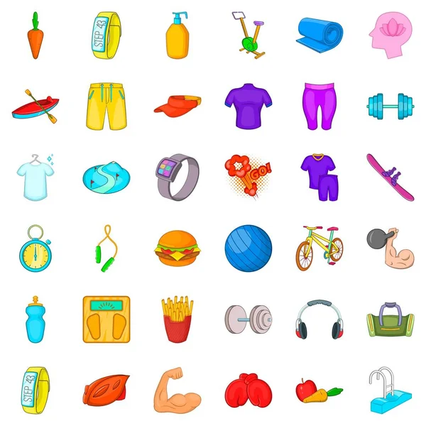 Wellness-iconen set, cartoon stijl — Stockvector