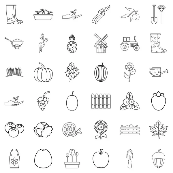 Conjunto de iconos de pala, estilo de esquema — Vector de stock
