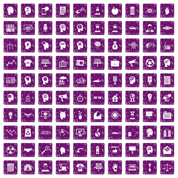 100想法图标设置垃圾紫色 — 图库矢量图片