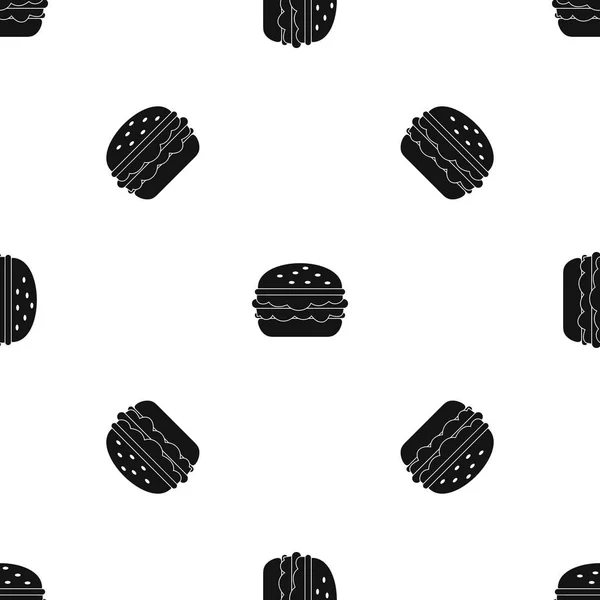 Burger patrón inconsútil negro — Vector de stock