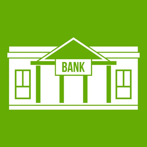 Bank building icon green — Stock Vector