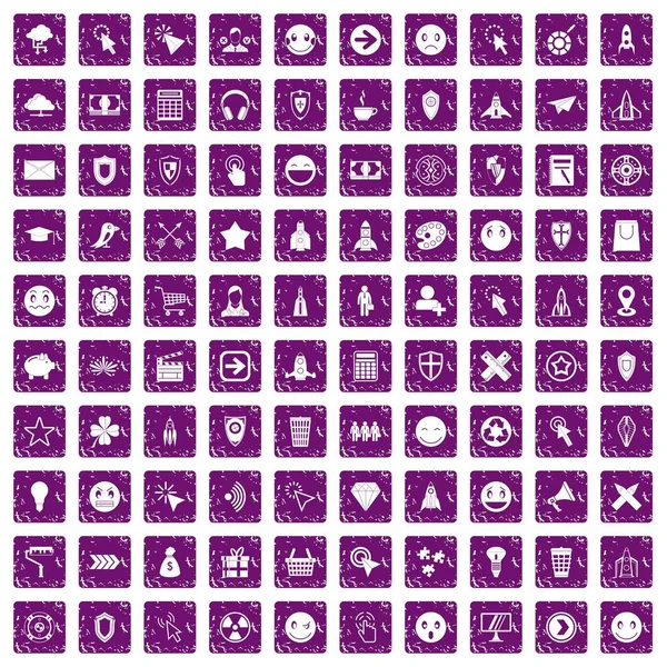 100界面象形文字图标设置垃圾紫色 — 图库矢量图片