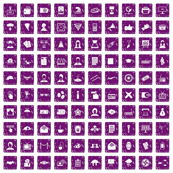 100 gazeteci simgeler grunge mor ayarla