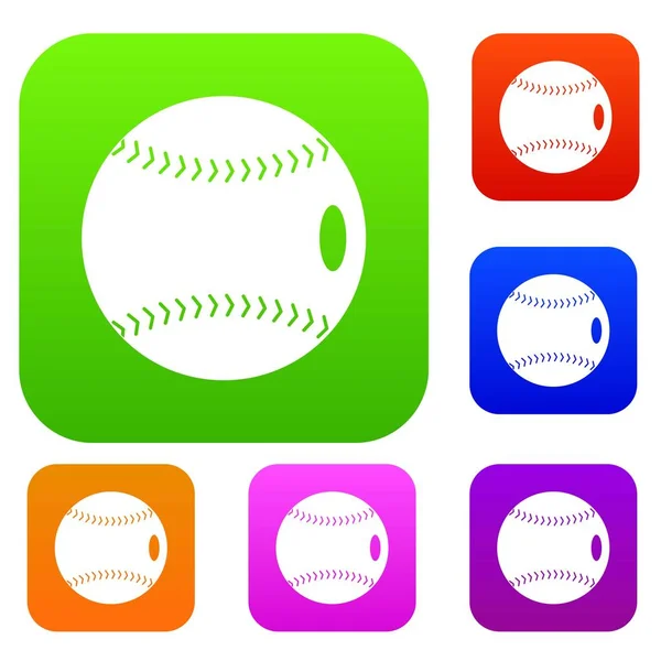 Baseball ball set color collection — Stock Vector