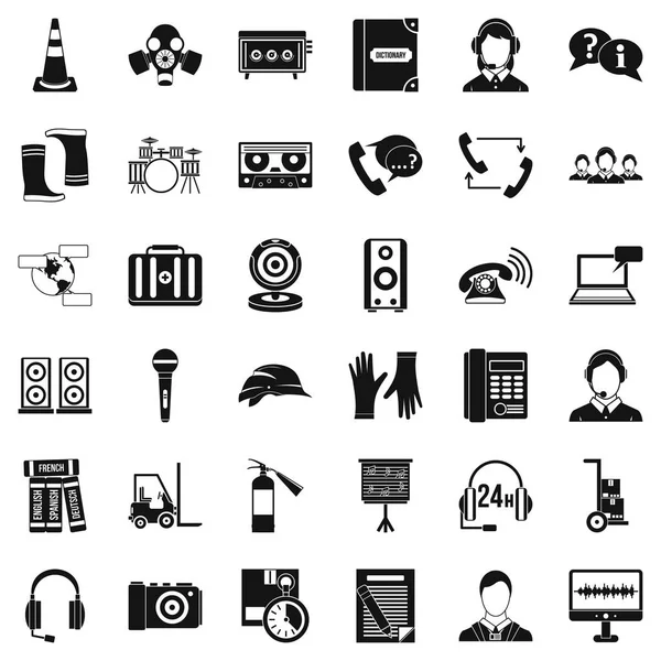 Conjunto de ícones de microfone, estilo simples —  Vetores de Stock