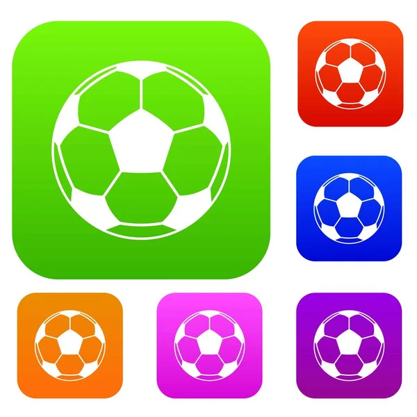 Futbol ya da futbol topu renk koleksiyonu ayarla — Stok Vektör