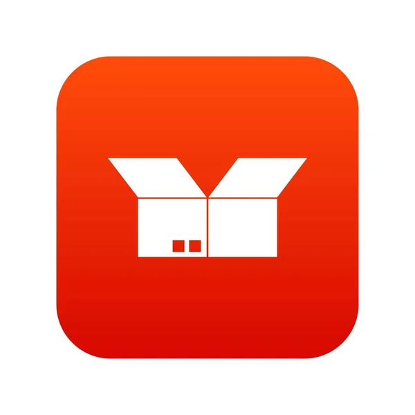 Digitální červená ikona otevřené krabici — Stockový vektor