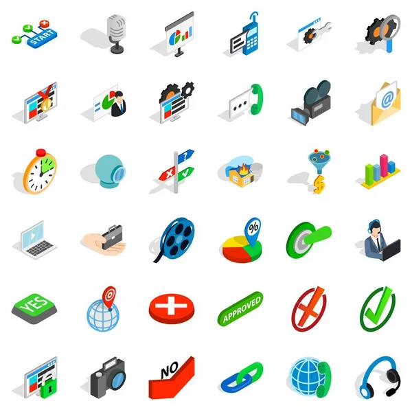 Question icons set, isometric style — Stock Vector