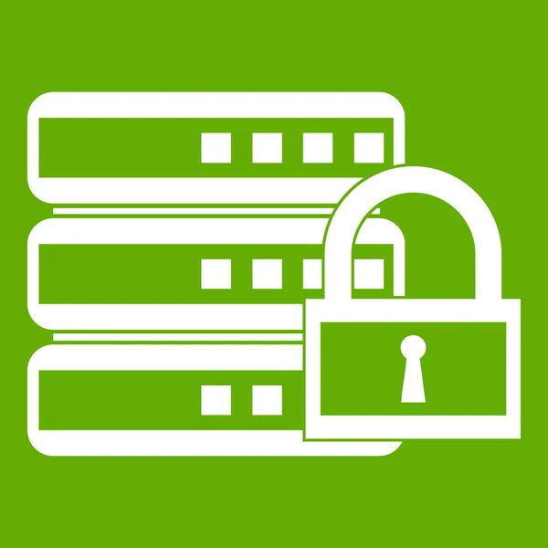 Base de datos con icono candado verde — Vector de stock