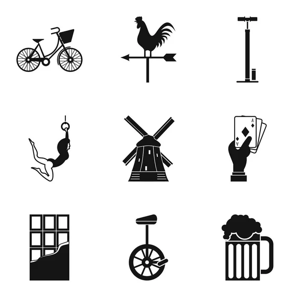 Bicicleta acrobat iconos conjunto, estilo simple — Vector de stock