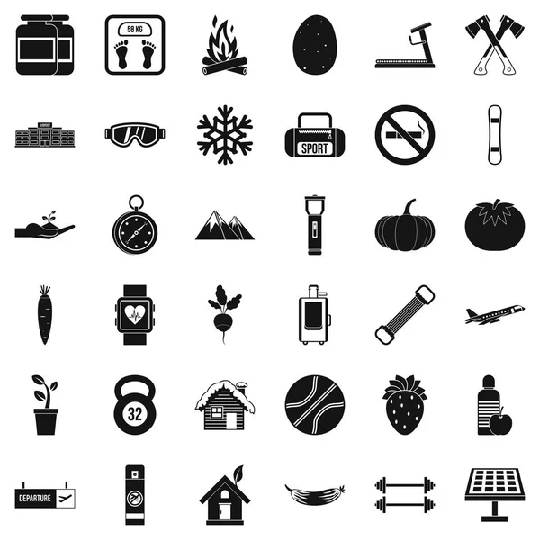 Pot iconen set, eenvoudige stijl — Stockvector