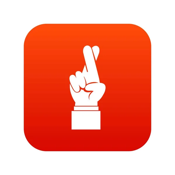 Dedos cruzados icono digital rojo — Vector de stock