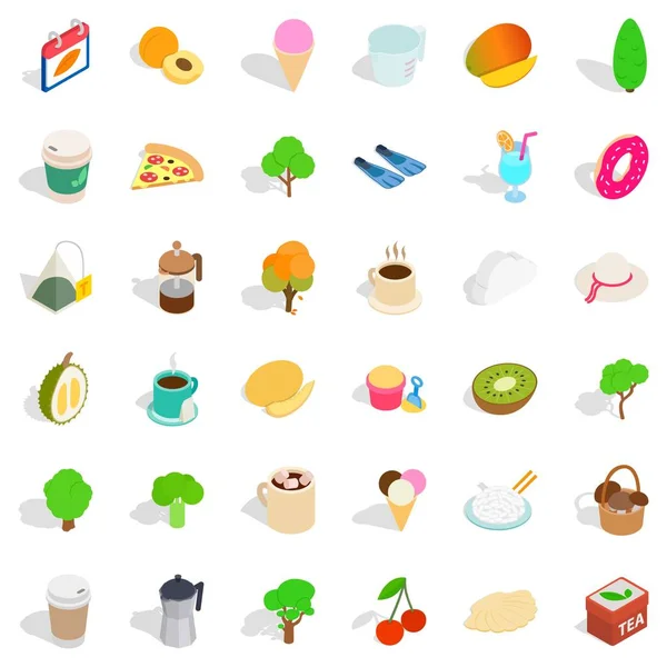 Hot drink icons set, isometric style — Stock Vector