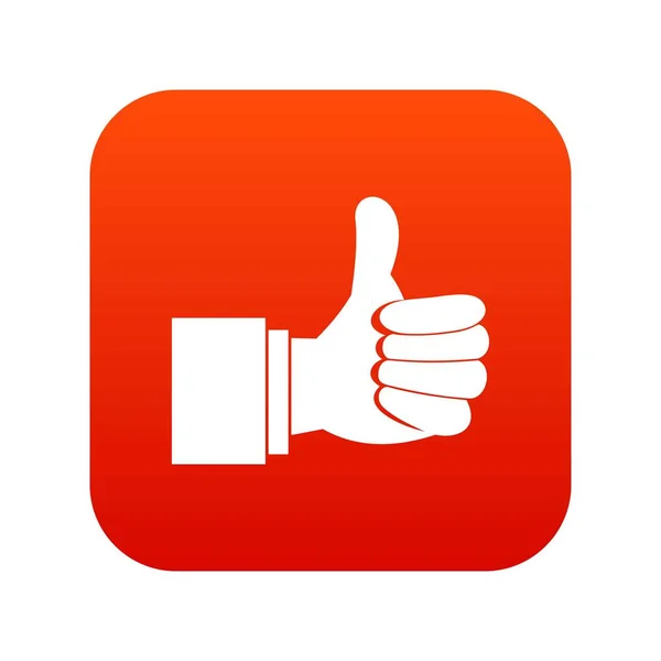 Kciuk w górę gest ikona cyfrowy czerwony — Wektor stockowy