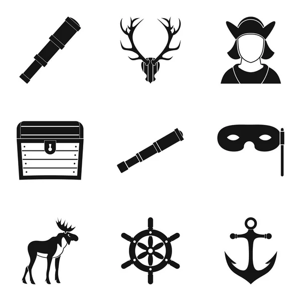 Conjunto de ícones Spyglass, estilo simples —  Vetores de Stock
