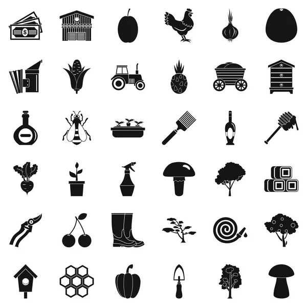 Ensemble d'icônes de l'agriculture, style simple — Image vectorielle