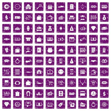 100 para simgeler grunge mor ayarla