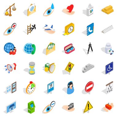 Yardım Icons set, izometrik stili