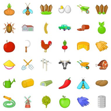 Sert Icons set tarım, karikatür tarzı