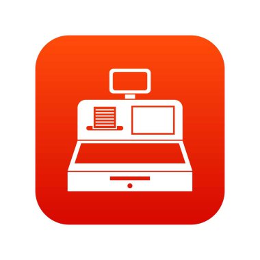 Yazar kasa nakit çekmece simgesi dijital kırmızı