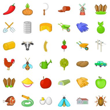 Tarım Icons set, karikatür tarzı