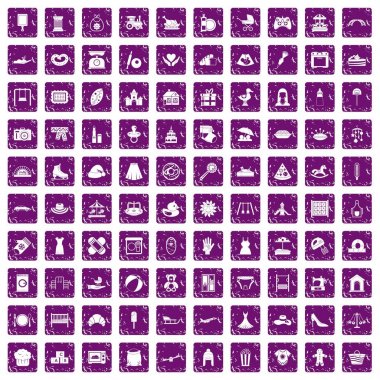 100 annelik simgeler grunge mor ayarla