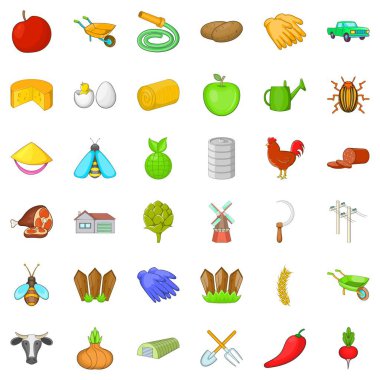 Çit Icons set, karikatür tarzı