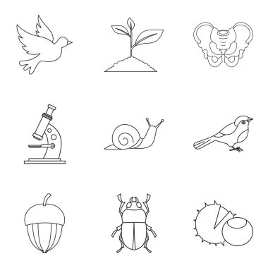 Hızlı tren Icons set, anahat stili