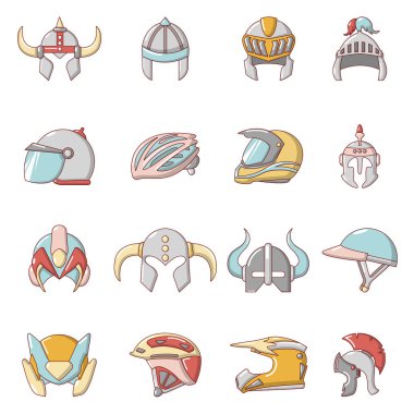 Kask Icons set, karikatür tarzı