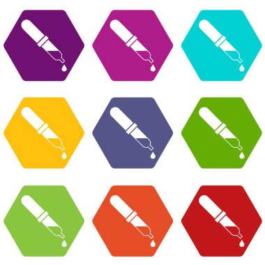 Renk altı yüzlü pipet Icon set