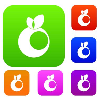 Yaprakları set renk koleksiyonu ile yuvarlak elma
