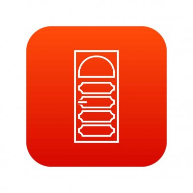 Bir kemerli cam simgesi dijital kırmızı ahşap kapı