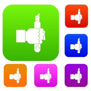 El hoding inşaat yeni bıçak renk koleksiyonu ayarla