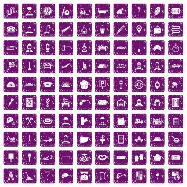 meslekler simgeleri çalışma 100 grunge mor ayarla