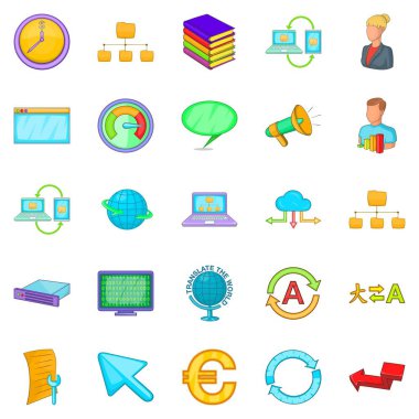 İş planlaması Icons set, karikatür tarzı