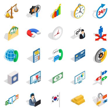 Büyük iş Icons set, izometrik stili