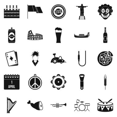 Elit tatil Icons set, basit tarzı