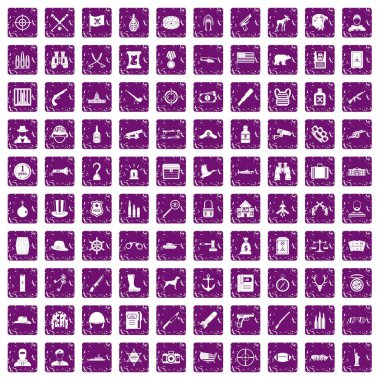 100 mermi simgeler grunge mor ayarla