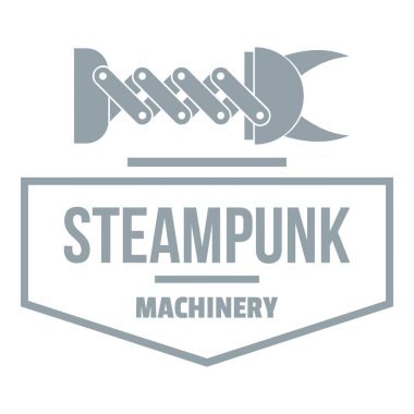 Steampunk machinery logo, simple gray style clipart